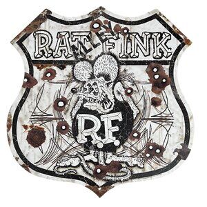 Vtg Style Metal Highway Sign Rat Fink Made in USA Officially Licensed 15x15.5